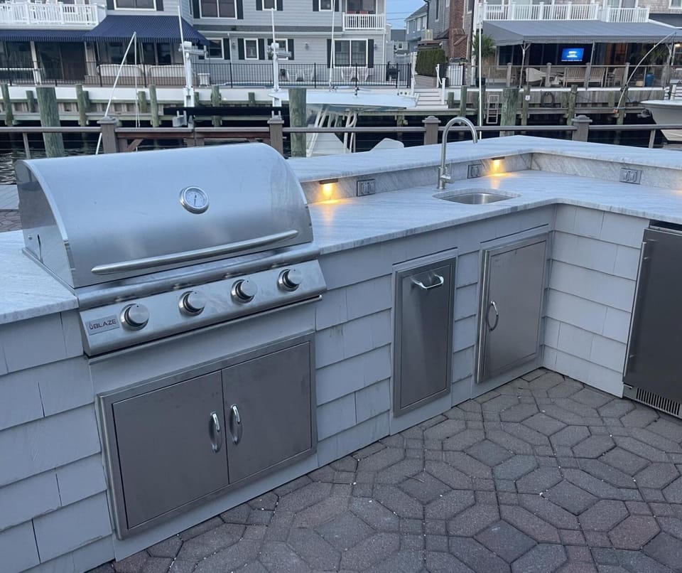 Brand New Outdoor Kitchen w Blaze Grill, Sink and Refrigerator.