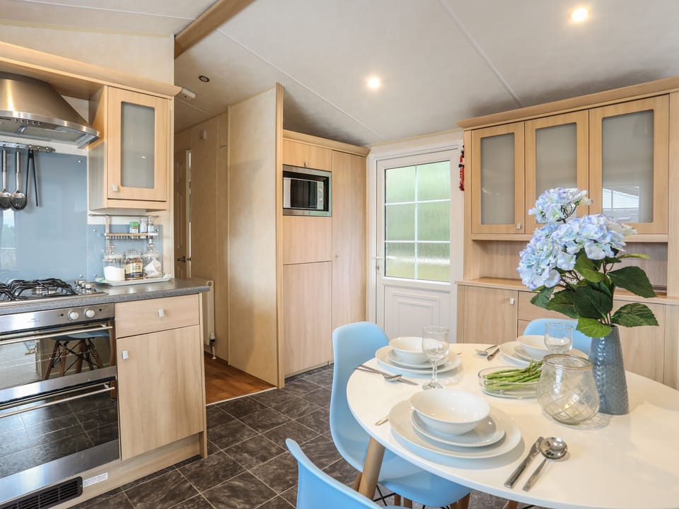 Fridge, microwave, electric kettle, toaster
