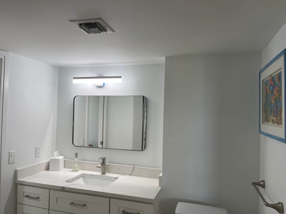 New Bathroom Vanity, Mirror and Light