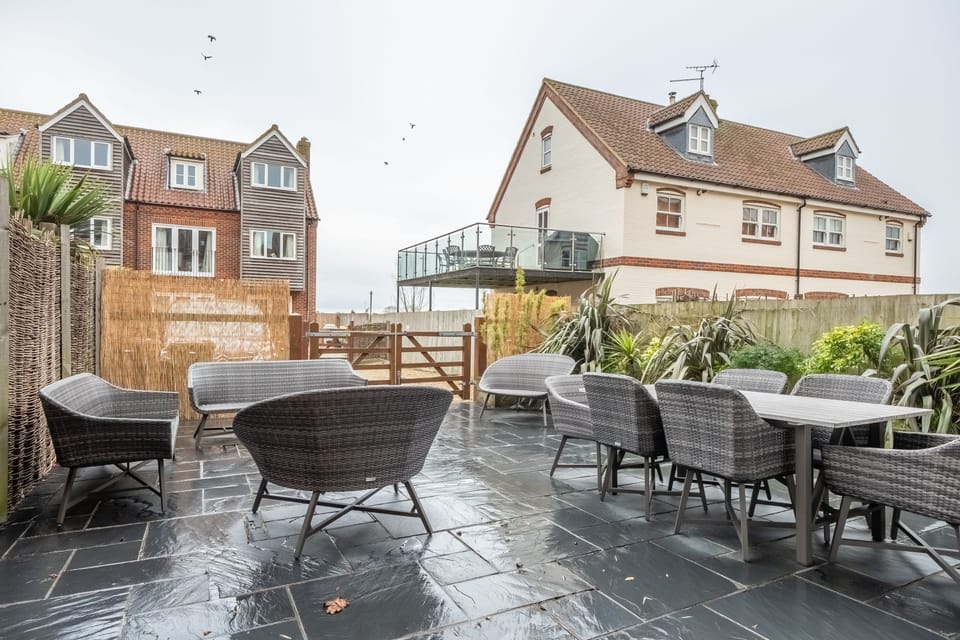 A choice of places to sit in the courtyard garden