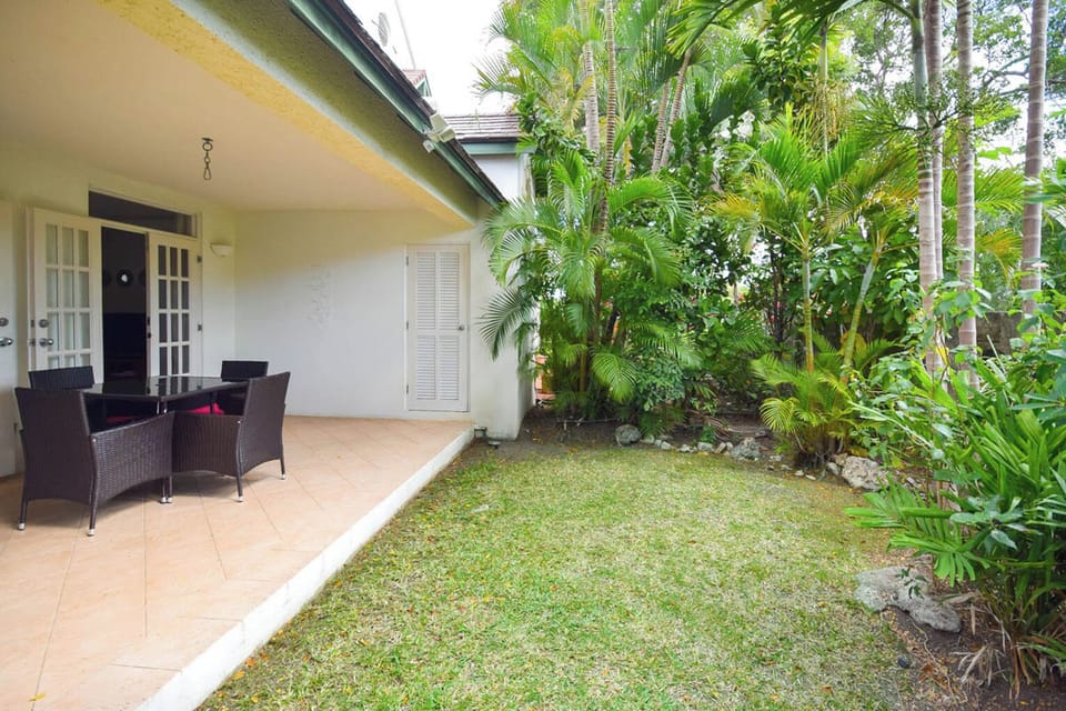 The private covered terrace has an additional seating area