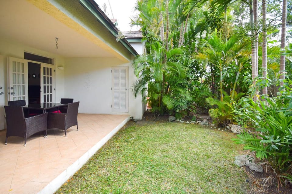 The private covered terrace has an additional seating area