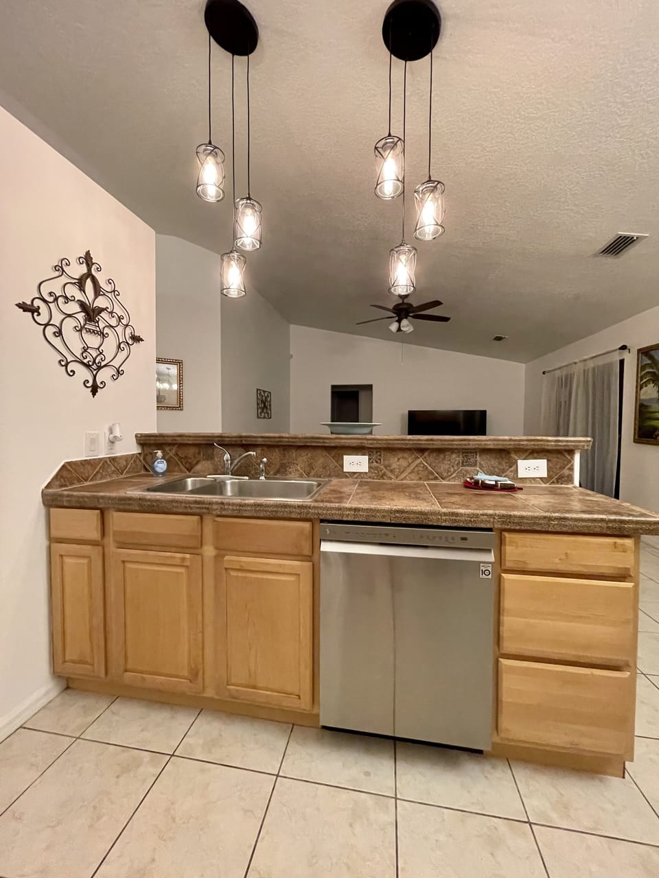 Kitchen into family room