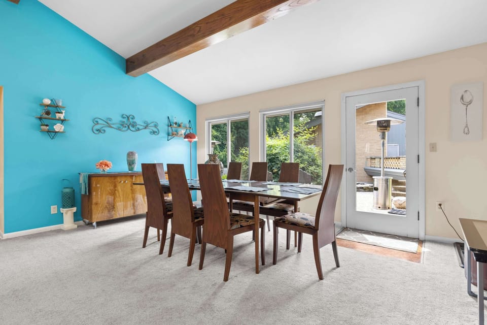 Family dinners are made easy with our 8 person dining room table located right next to the main living room.