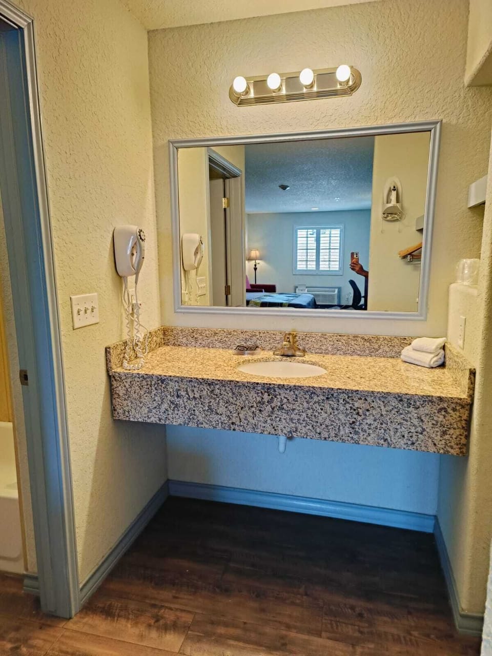 2 Queen Beds with Sofa Bed | Bathroom | Free toiletries, hair dryer, towels