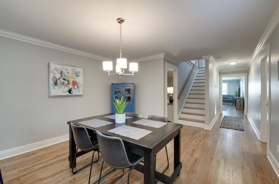 Dining room with view of Master bedroom, upstairs and Living room