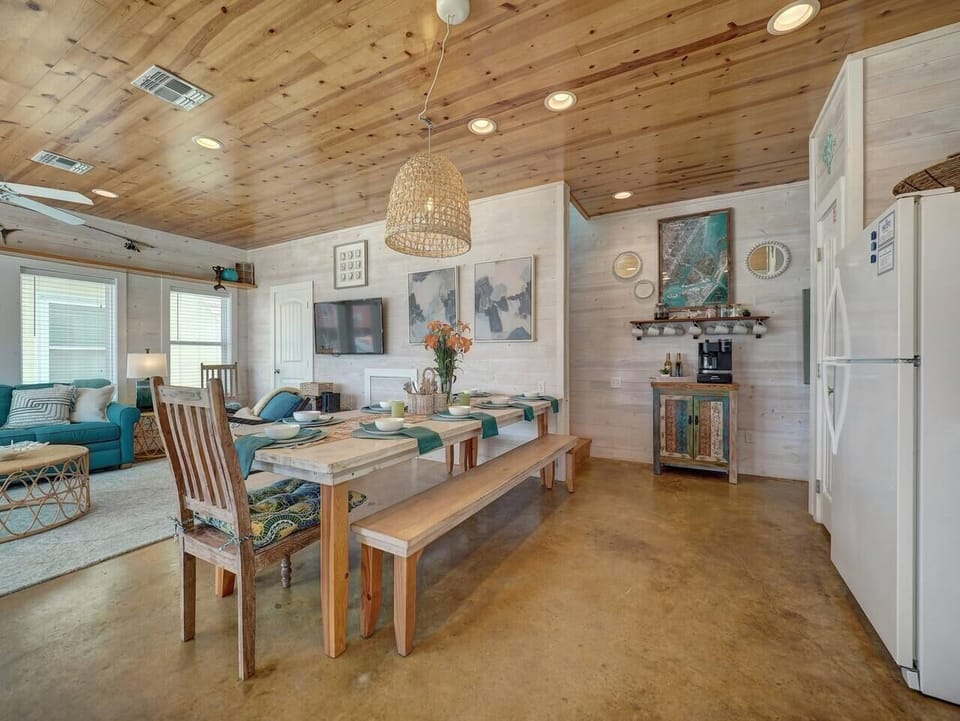 Large dining table with enough seating for 12