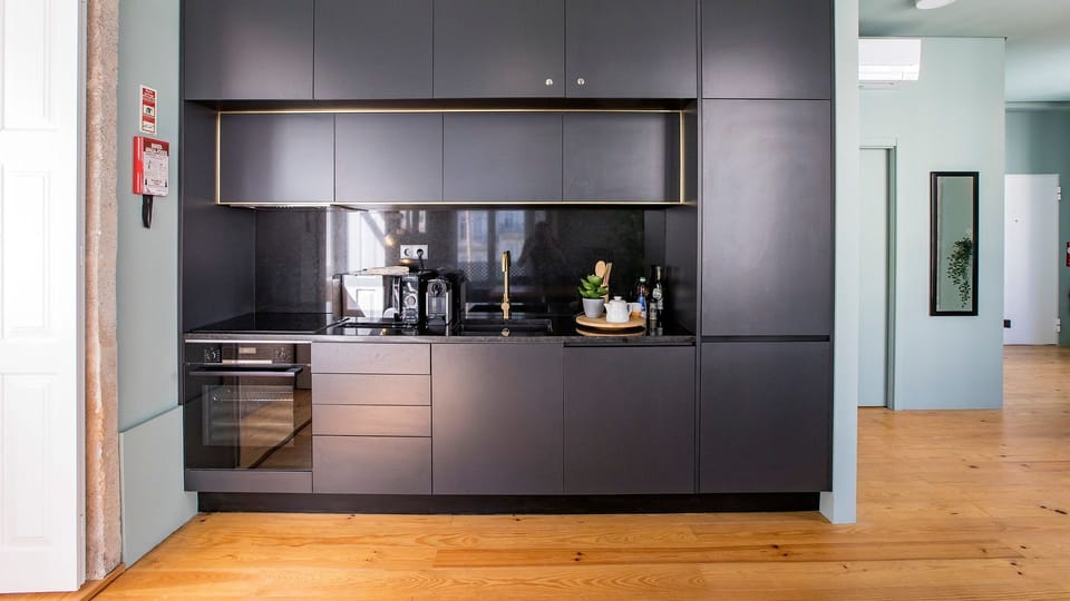 Modern kitchenette with all key amenities you might need #porto #downtown #sunny #airbnb
