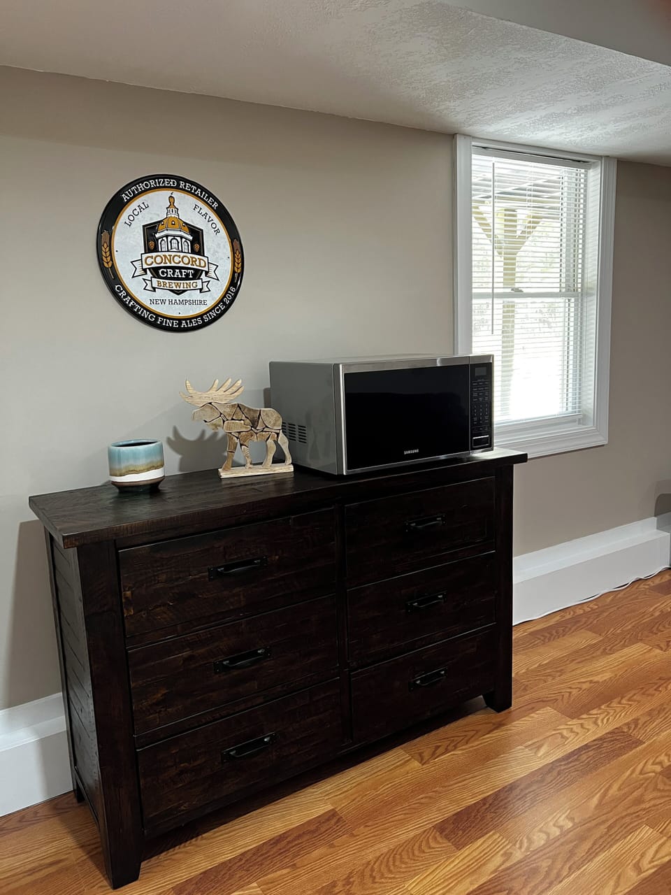 Media room with chest of drawers &microwave - we supply popcorn & hot chocolate