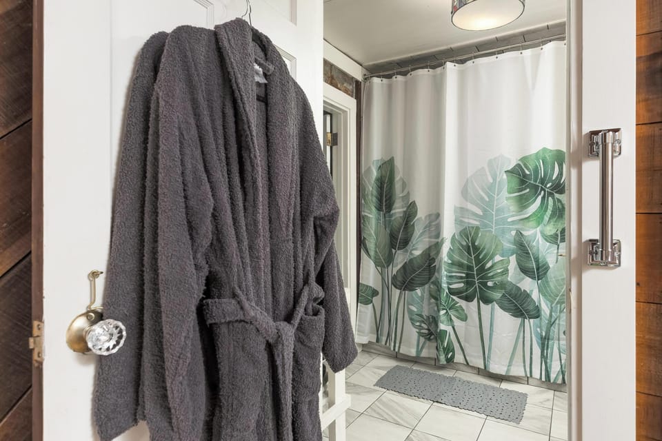 Central bathroom with sizable tile shower