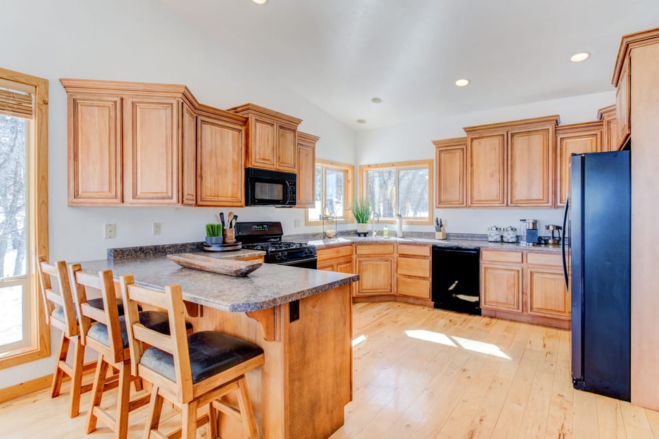 Kitchen with Island and Extra Seating.