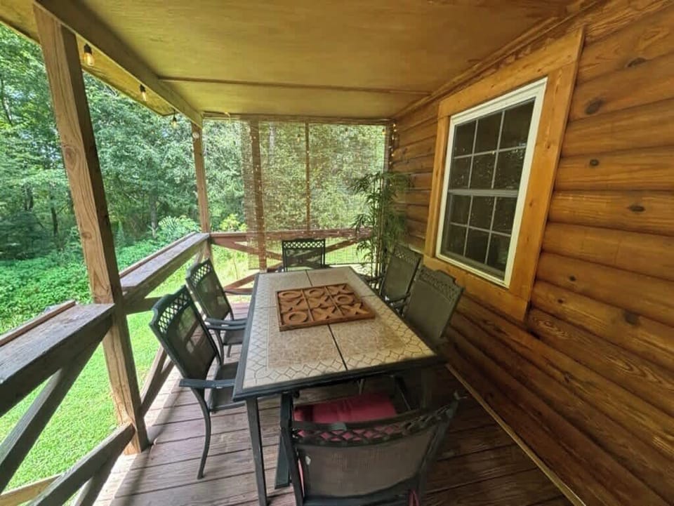 Outdoor deck seats six—perfect for meals surrounded by nature.