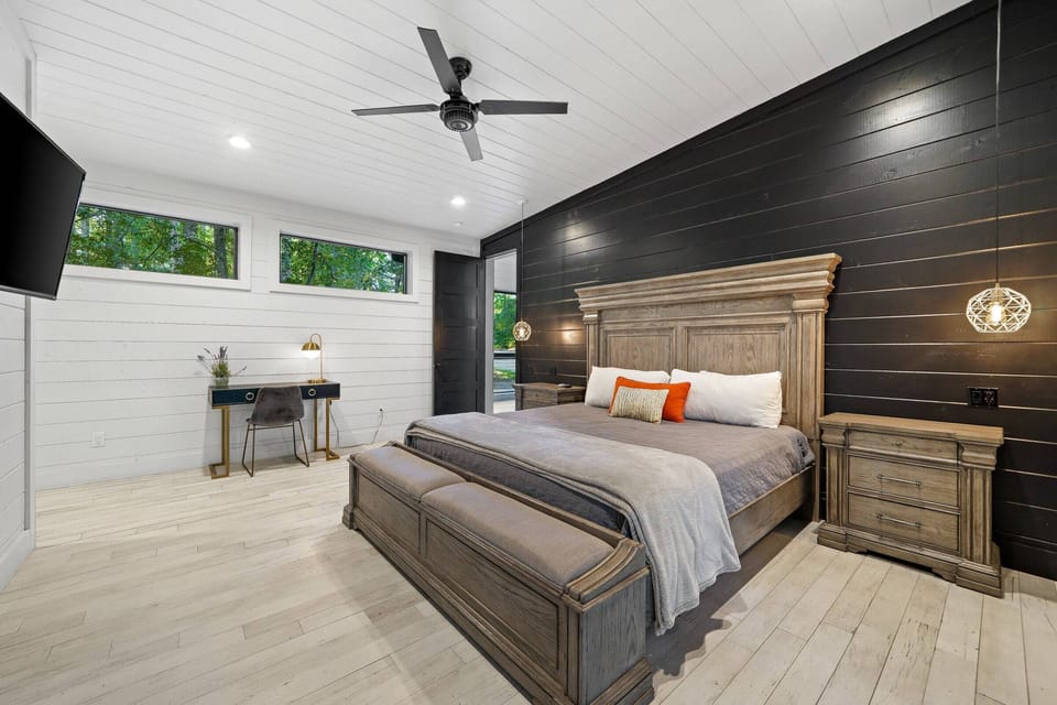 This bedroom offers a king bed and Smart TV.