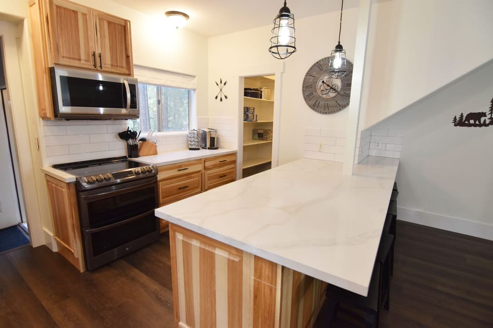 Enjoy cooking in our fully stocked kitchen.