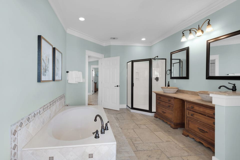 Soaker tub and walk-in shower