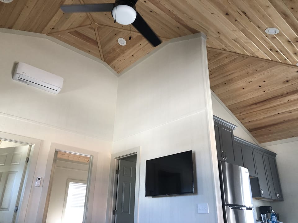 Vaulted cypress ceilings.