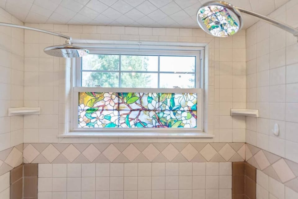 View from inside the double shower