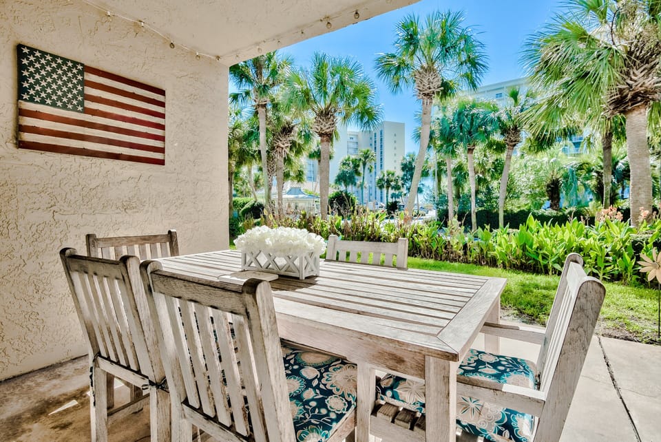Large Back Patio with Table and Chairs Plus Sitting Area- 