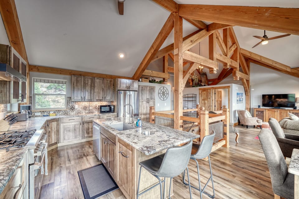 Fully-Appointed Kitchen with Island Bar Seating