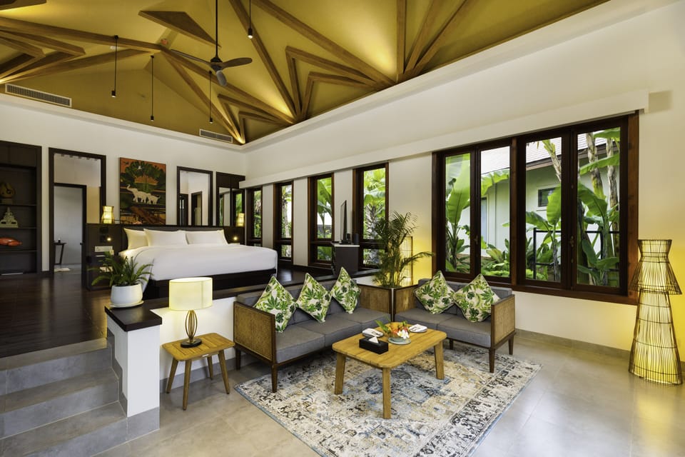 Khmer Pool Villa | Living area | 64-inch LED TV with cable channels, TV