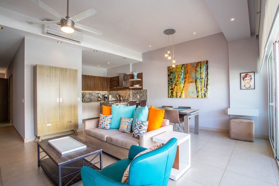 Spacious layout with lving room, dining area and kitchen