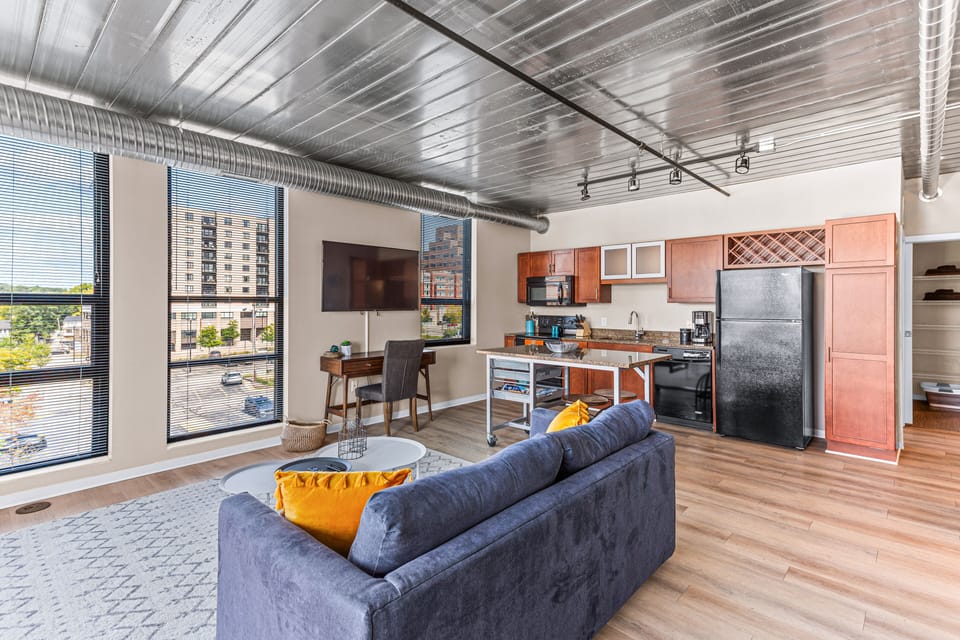 City Apartment | Living area | 55-inch Smart TV with digital channels, TV, streaming services