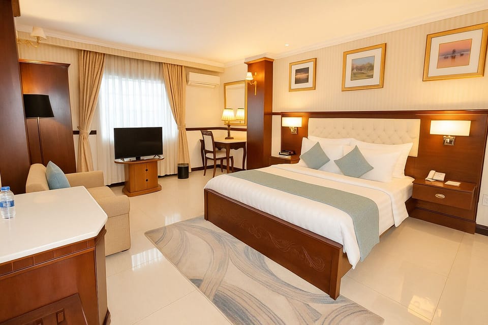 Deluxe Double Room, 1 Queen Bed, City View | Minibar, individually decorated, individually furnished, desk