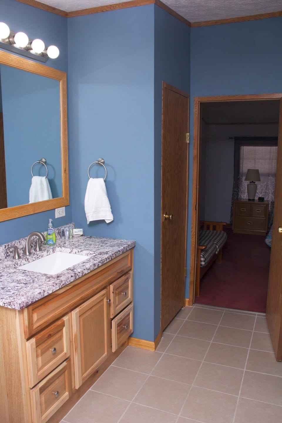 Updated master bathroom with large soaking tub