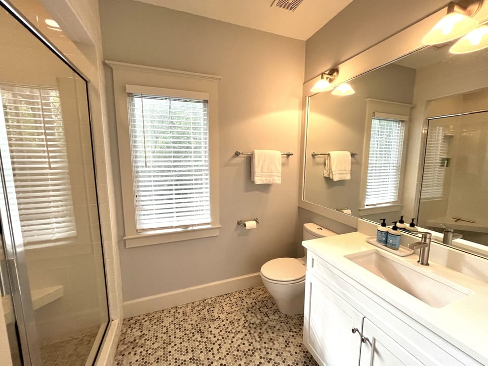 Lower level king BR en suite full bath with large shower.