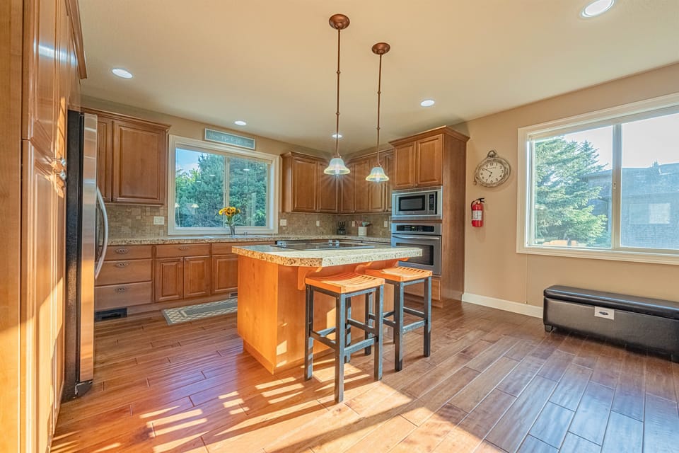 Large kitchen stocked full of everything you need to create delicious meals!