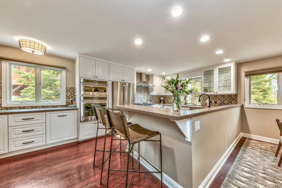 Brand new remodeled and designer mountain top retreat with mountain views available for 30 days minimum lease,  fully furnished in Stateline,  Nevada.