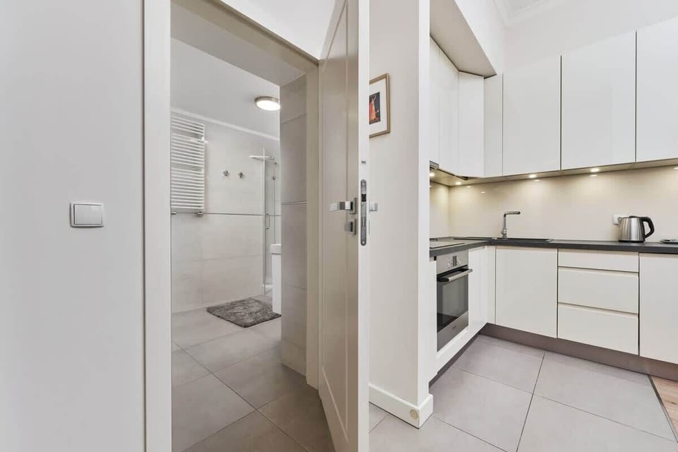 The kitchenette's practical layout maximizes space and functionality.