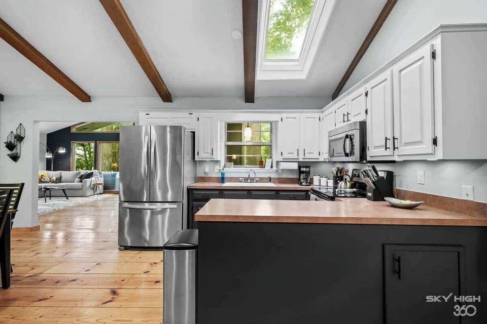 The skylight lets in the most beautiful natural light.