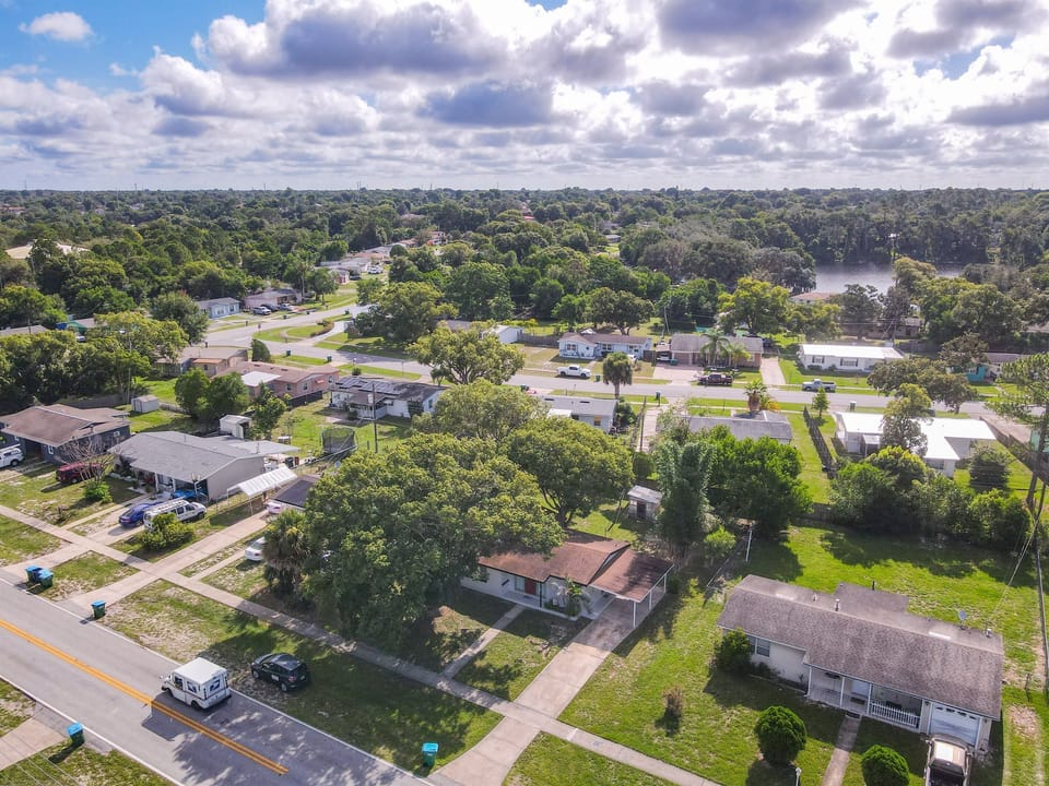 aerial view of neighborhood