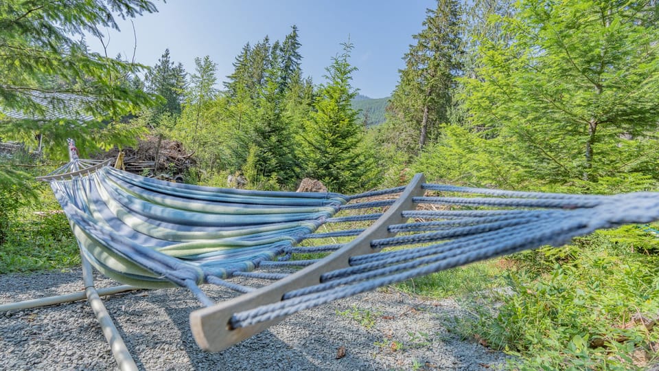 Hammocks for lazy afternoons under the trees