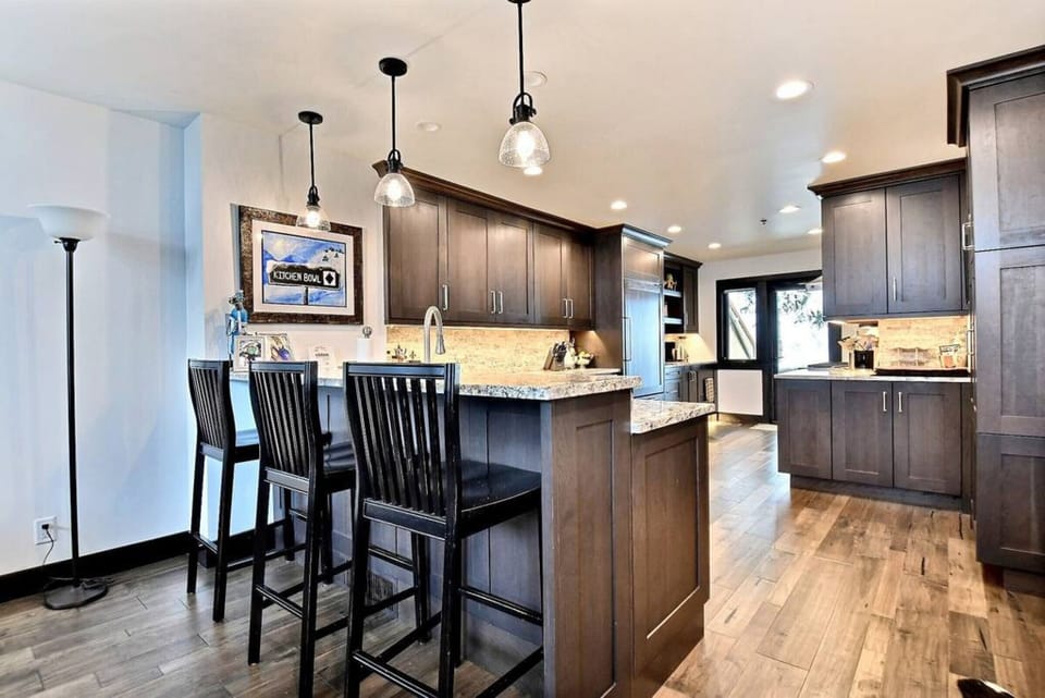 Gourmet Kitchen and Seating for Three at the Bar