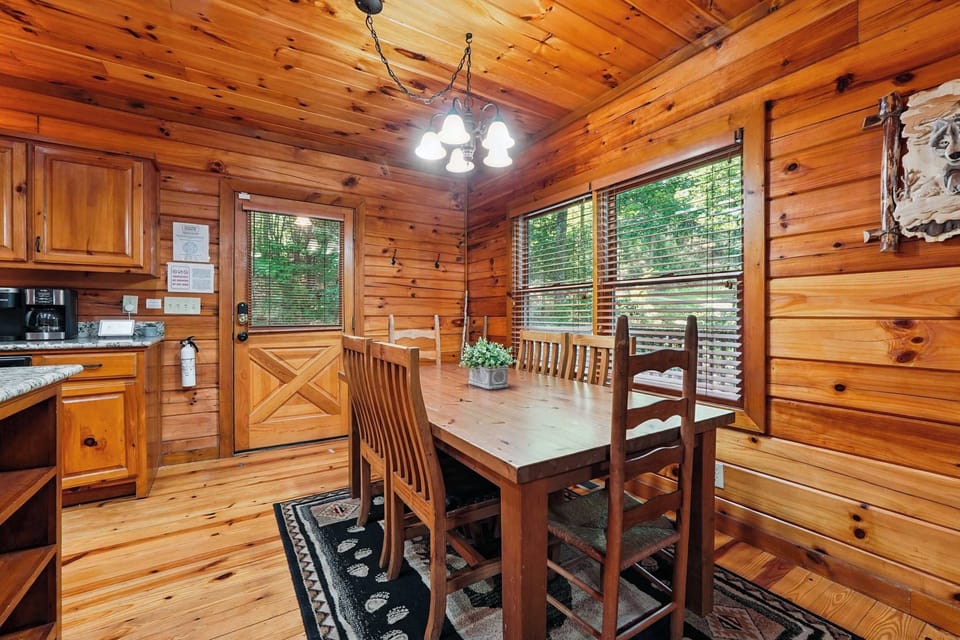 Enjoy a meal or group game at the large table.