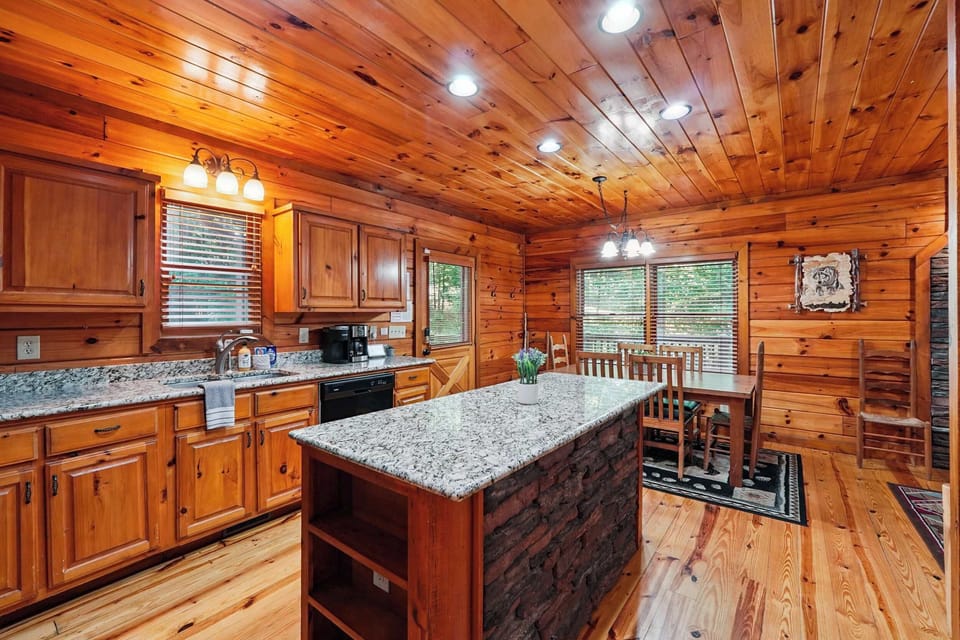 Granite counter tops and lots of light.