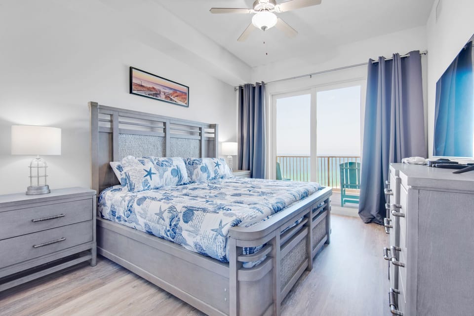 Master bedroom with balcony access