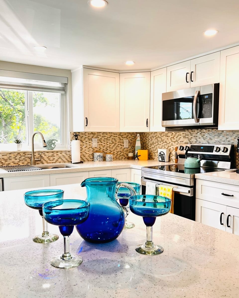 Newly remodeled kitchen fully equipped with stainless steal appliances.