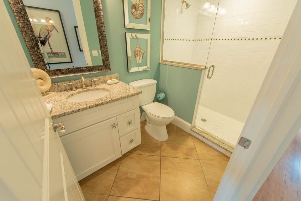 main level full community bath and serves bunk room