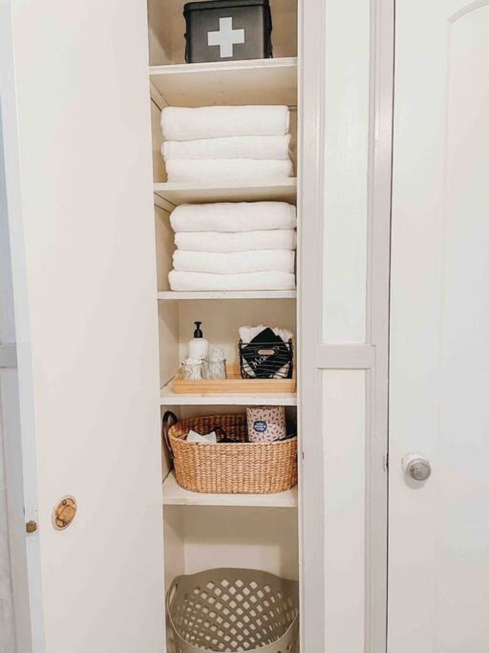 Fully stocked bathroom- Hairdryer, curling iron, first aid kit, floss sticks, q-tips.