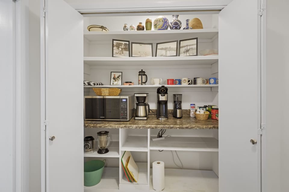 Fully stocked coffee bar with plenty of options to make your morning coffee