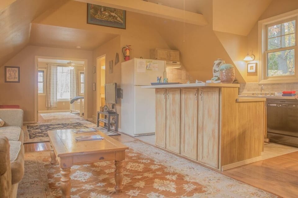 Open concept living room and kitchen.