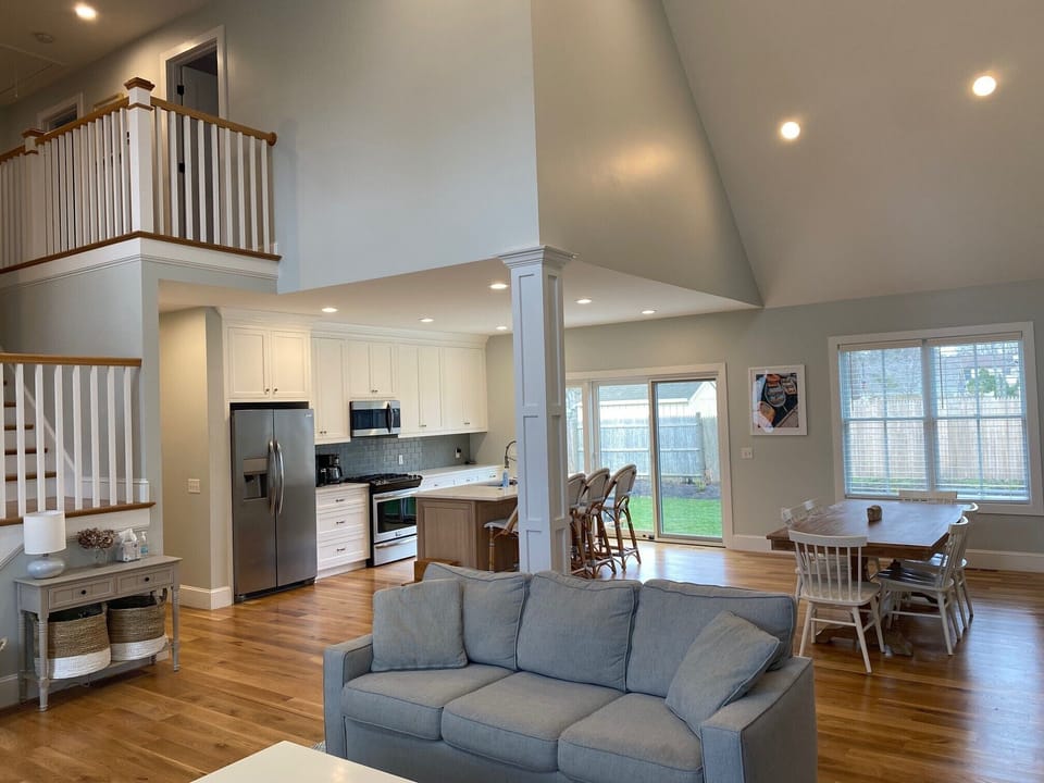 Open concept kitchen, dining and living area makes for perfect family gathering.