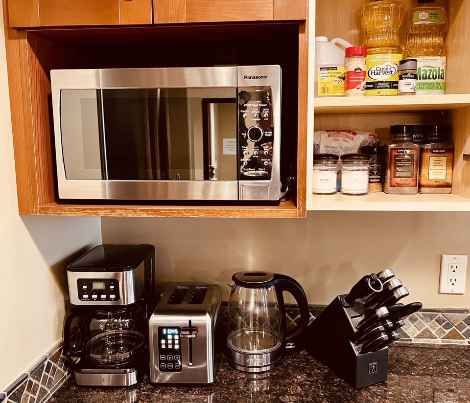 Well-stocked kitchen.