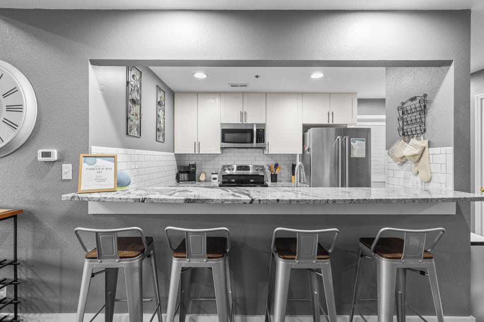 Bar Seating & Kitchen
