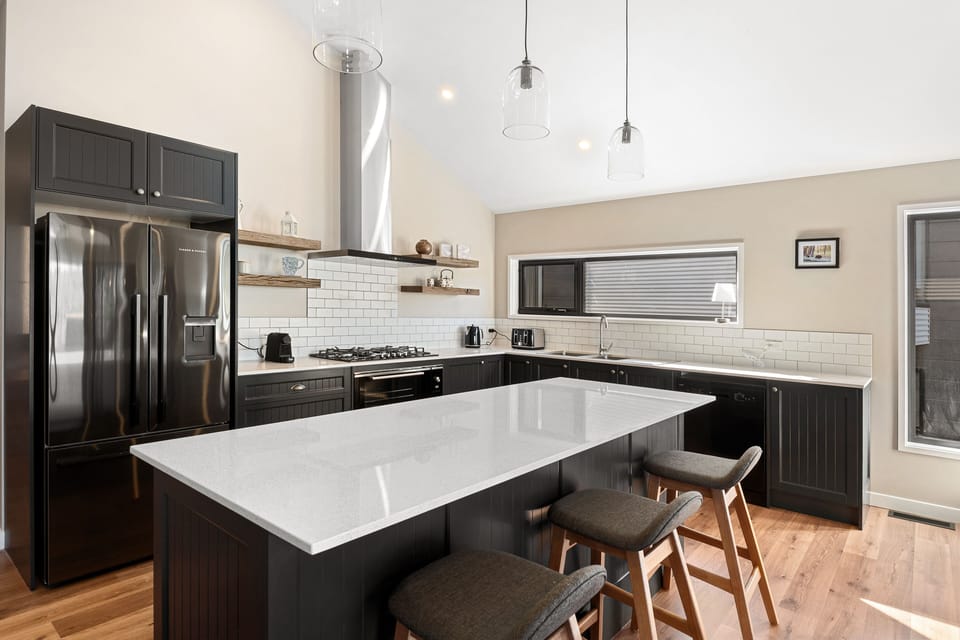Large kitchen island with casual seating