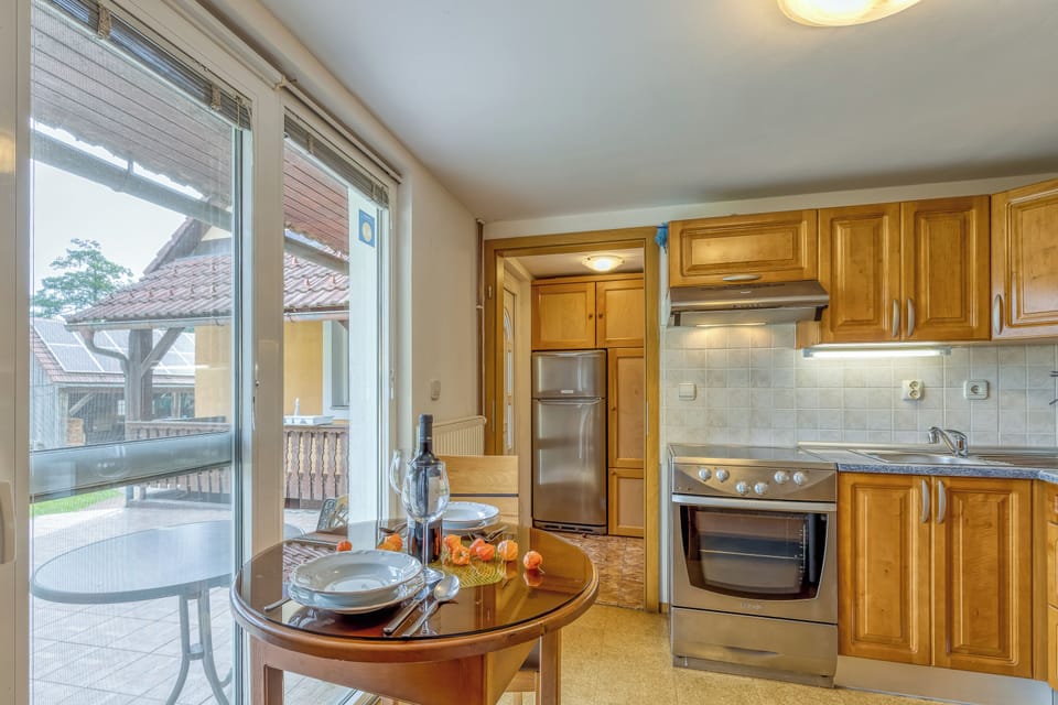 Family Studio, Mountain View (River View Suite Mlinar private beach) | Private kitchen | Fridge, oven, stovetop, electric kettle