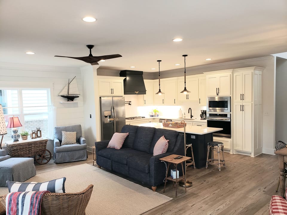 Family room and kitchen